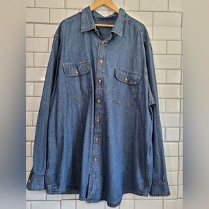 BOULDER CREEK TRADING COMPANY Mens Long Sleeve Denim Button Front Shirt Classic